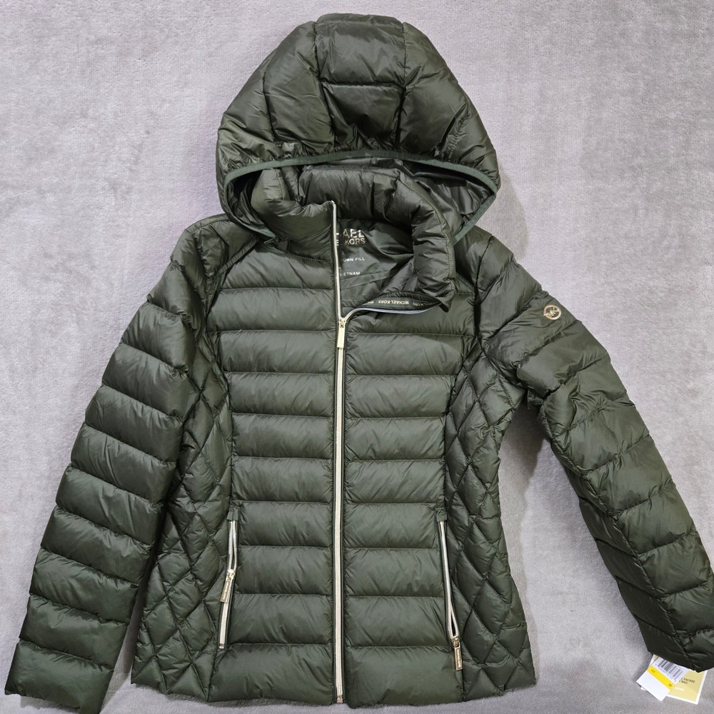 Michael Kors Packable Down Puffer Jacket Women Medium Travel Lightweight Winter